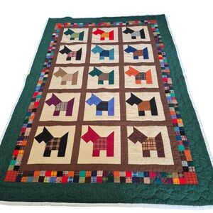 Hand Made Scottie Dogs Quilt 86" X 58"